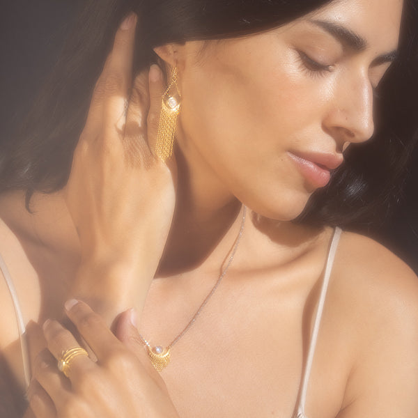 Satya Jewelry Cascade Of Starlight Moonstone Fringe Drop Earrings