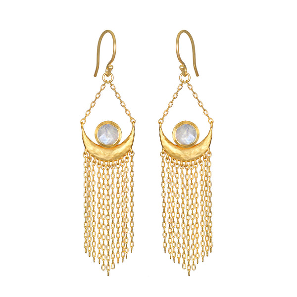 satya jewelry Cascade of Starlight Moonstone Fringe Drop Earrings
