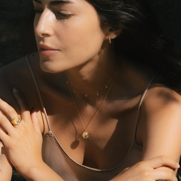 Satya Jewelry Celestial Balance Yin Yang White Topaz Necklace