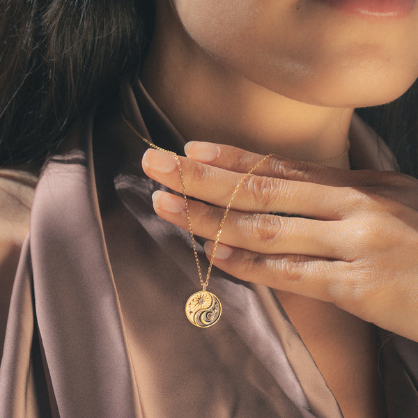 Satya Jewelry Celestial Balance Yin Yang White Topaz Necklace