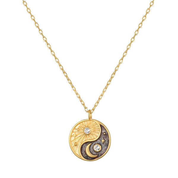 satya jewelry Celestial Balance Yin Yang White Topaz Necklace