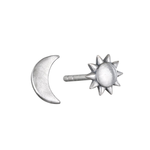 satya jewelry Celestial Light Moon and Sun Silver Stud Earrings
