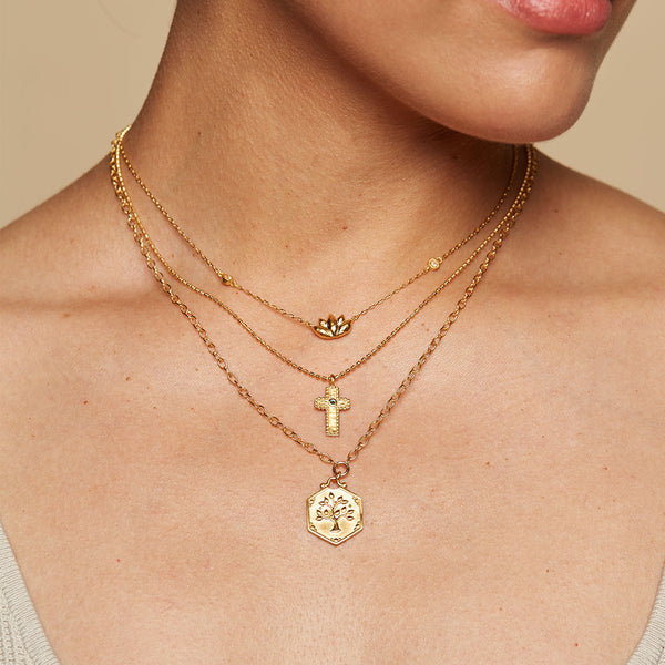 Satya Jewelry Centered In Faith Cross Gold Necklace