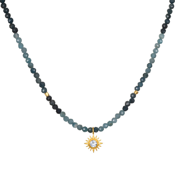 satya jewelry Channeling Wisdom Sapphire Starburst Beaded Choker