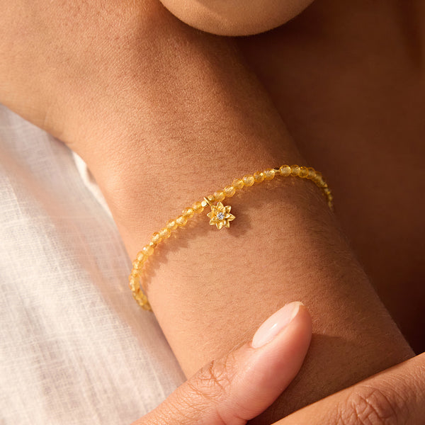 Satya Jewelry Citrine Lotus November Birthstone Bracelet