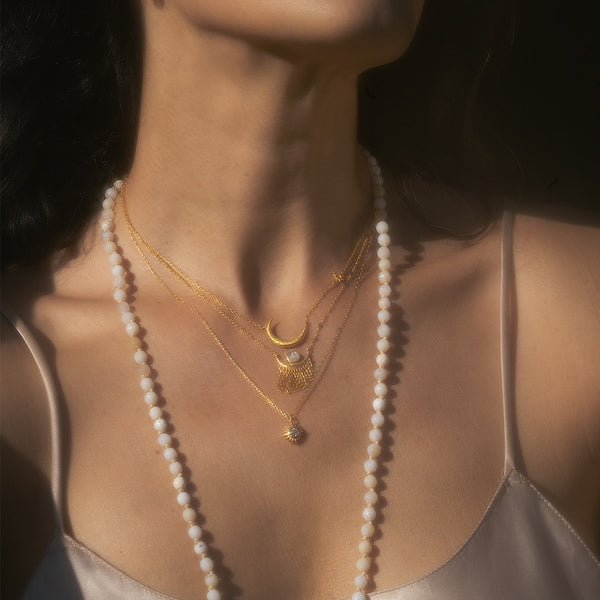 Satya Jewelry Clarity White Topaz Starburst Necklace