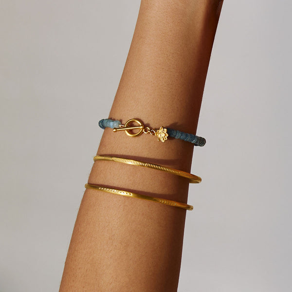 Satya Jewelry Commence With Courage Lotus Aquamarine Bracelet