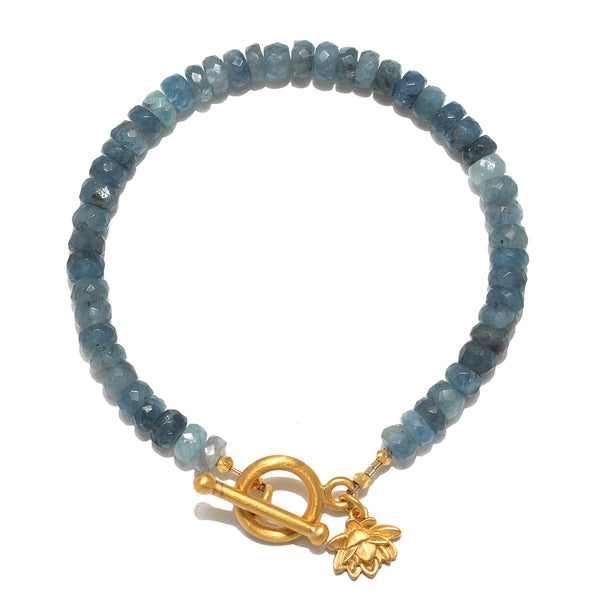 satya jewelry Commence with Courage Lotus Aquamarine Bracelet