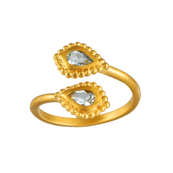 satya jewelry Commune with Love Blue Topaz Adjustable Ring
