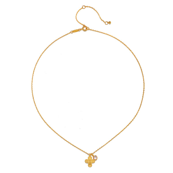 Satya Jewelry Compassionate Faith Rose Quartz Cross Necklace