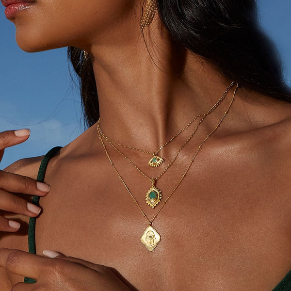 Satya Jewelry Cradled In Protection Gold Hamsa Necklace
