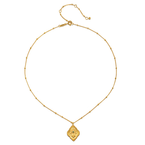Satya Jewelry Cradled In Protection Gold Hamsa Necklace