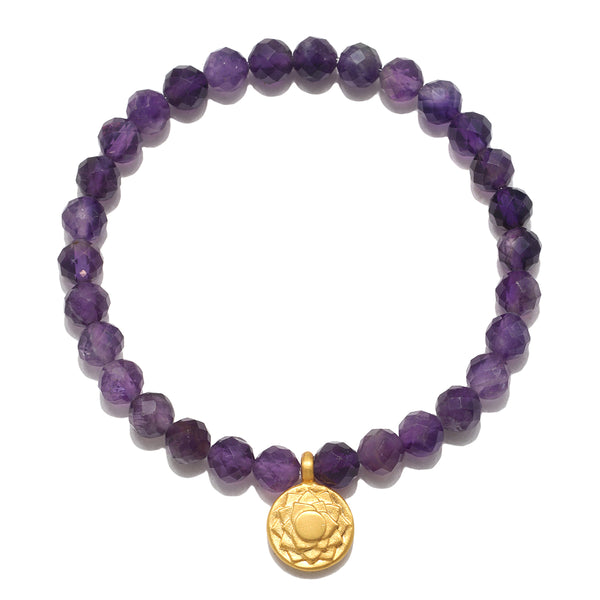 satya jewelry Crown Chakra Amethyst Stretch Bracelet