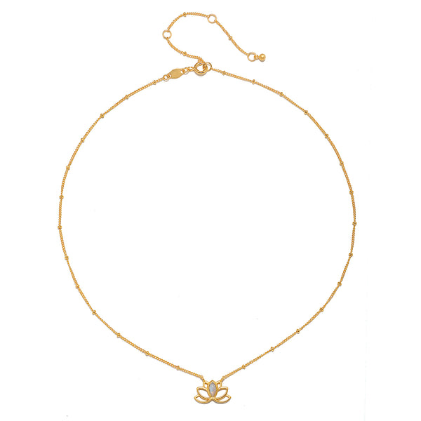 Satya Jewelry Cultivate Intuition Lotus Moonstone Necklace