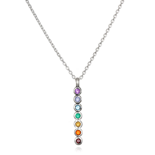 satya jewelry Divine Alignment Gemstone Chakra Silver Necklace