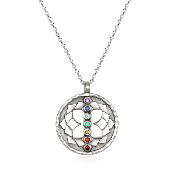 satya jewelry Divine Alignment Gemstone Chakra Silver Necklace