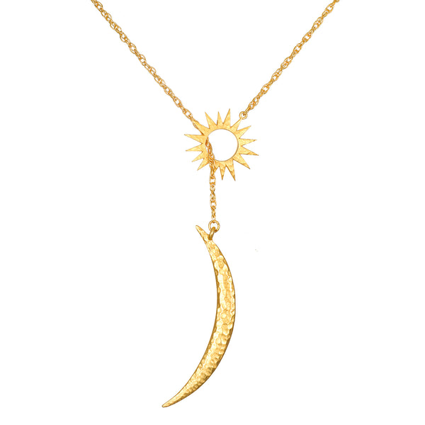 satya jewelry Dreams Celestial Sun and Moon Lariat Necklace