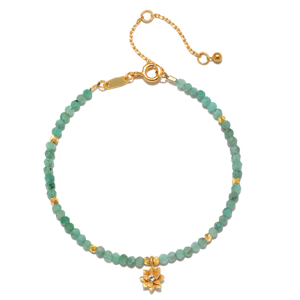 satya jewelry Emerald Lotus May Birthstone Bracelet