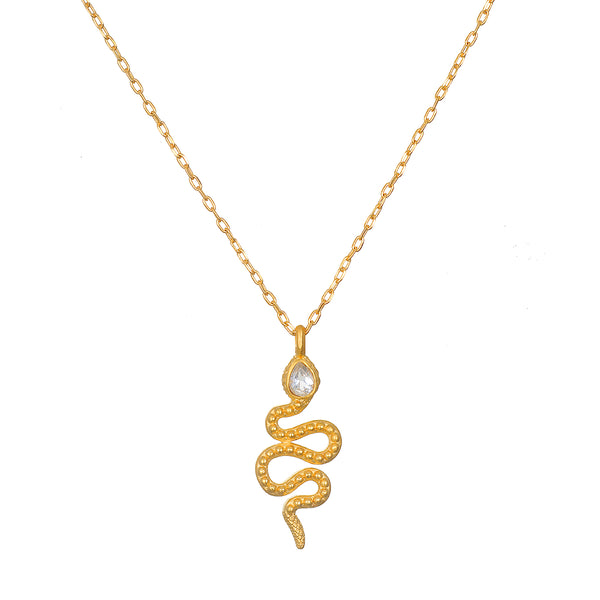 satya jewelry Enduring Individuality White Topaz Snake Necklace