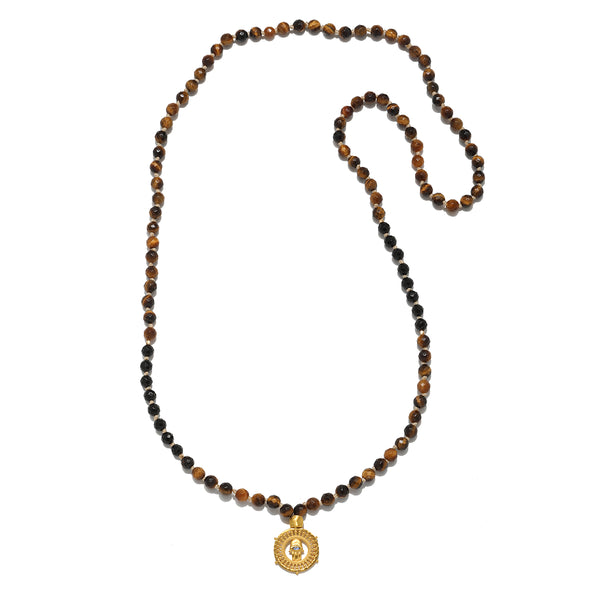Satya Jewelry Enduring Strength Tiger Eye Hamsa Mala
