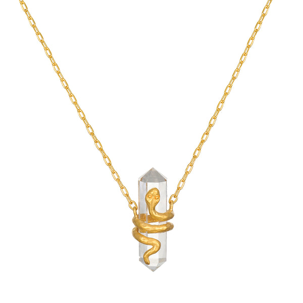 satya jewelry Eternal Spirit Clear Quartz Snake Necklace