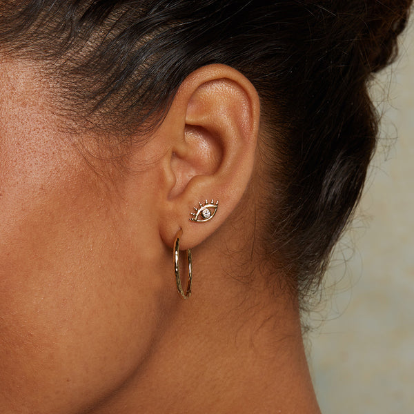 Satya Jewelry Evil Eye Diamond 14kt Gold Stud Earrings