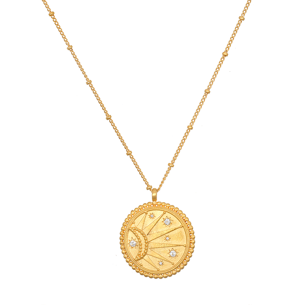 satya jewelry First Light Gold Medallion Reversible Pendant Necklace