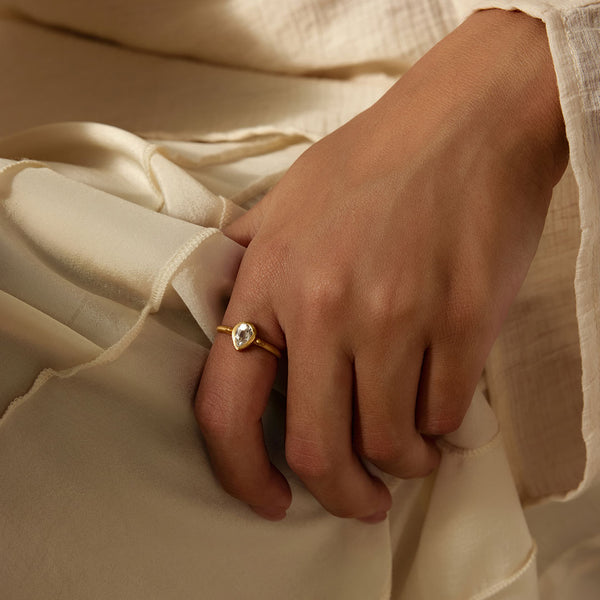 Satya Jewelry Gaining Clarity White Topaz Pear Ring