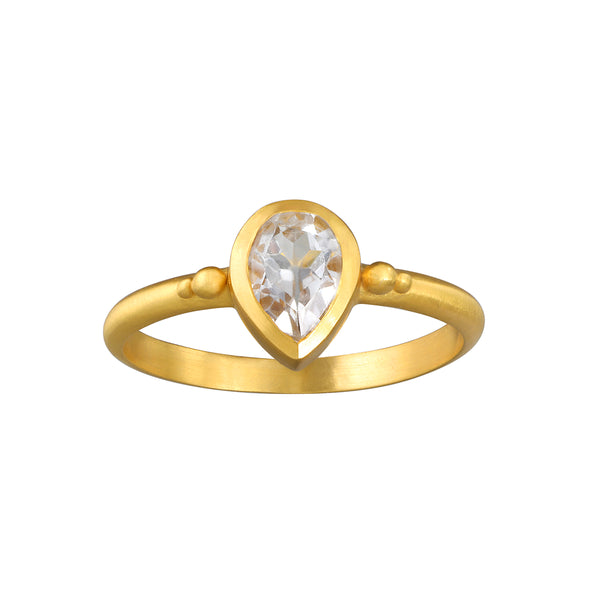 satya jewelry Gaining Clarity White Topaz Pear Ring