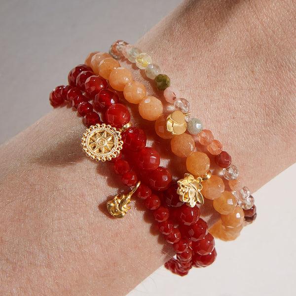 Satya Jewelry Ganesha Hindu God Overcoming Obstacles Carnelian Gemstone Bracelet
