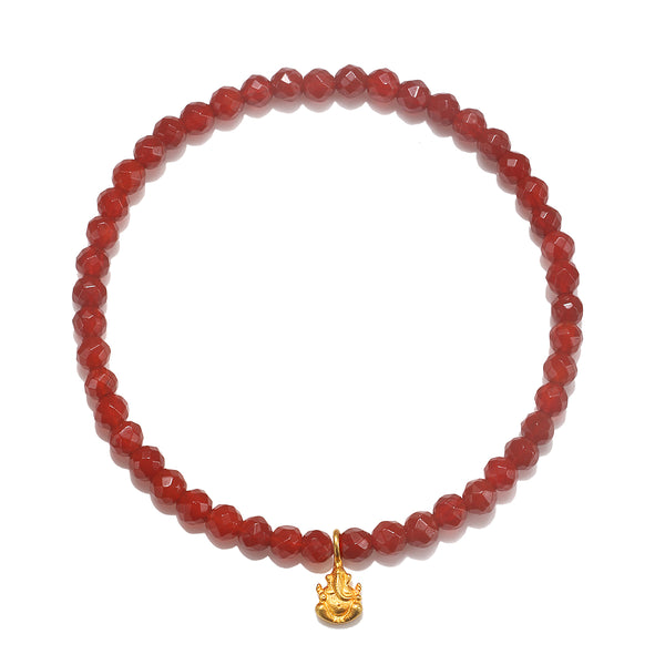 satya jewelry Ganesha Hindu God Overcoming Obstacles Carnelian Gemstone Bracelet
