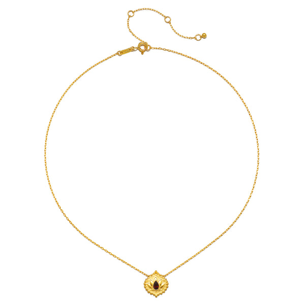 Satya Jewelry Grounded In Strength Garnet Lotus Necklace