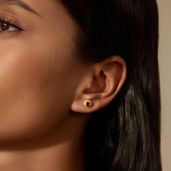 Satya Jewelry Grounding Energy Garnet Stud Earrings