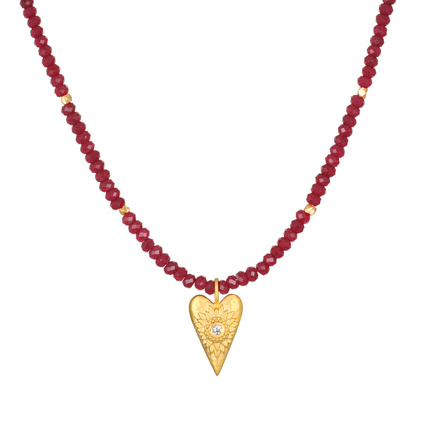 satya jewelry Healing Heart Red Onyx Heart Necklace