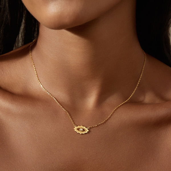 Satya Jewelry Ignite Intuition White Topaz Evil Eye Necklace