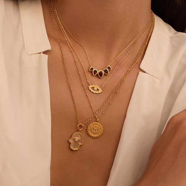 Satya Jewelry Ignite Intuition White Topaz Evil Eye Necklace