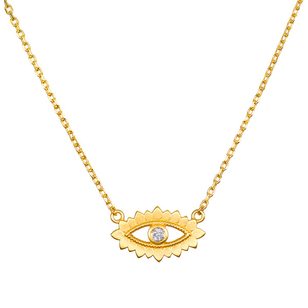 satya jewelry Ignite Intuition White Topaz Evil Eye Necklace