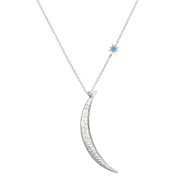 satya jewelry Illuminated Path Silver Moon Necklace