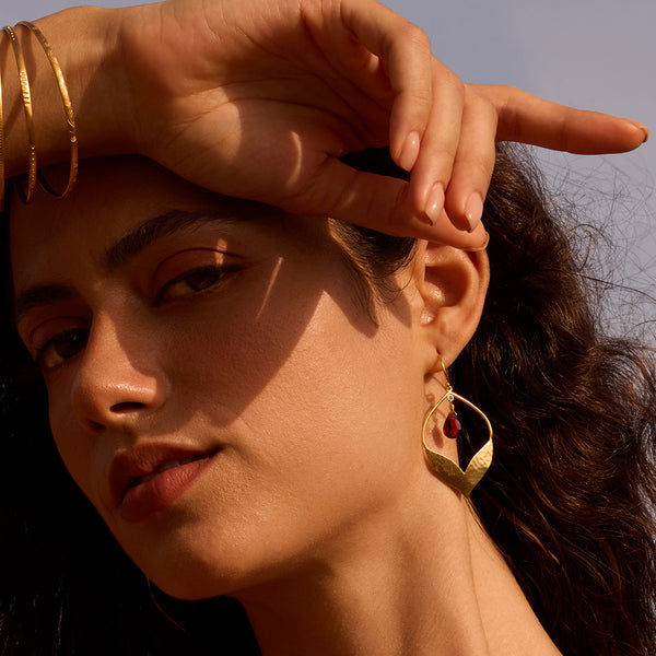 Satya Jewelry Infinite Possibilities Garnet Lotus Earrings