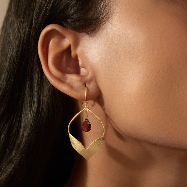 Satya Jewelry Infinite Possibilities Garnet Lotus Earrings