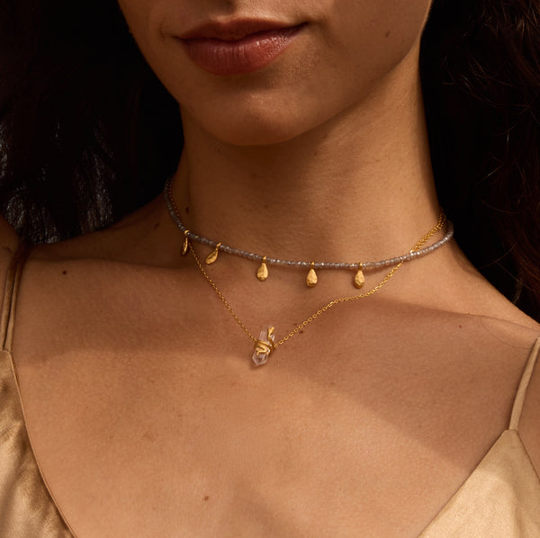 Satya Jewelry Inspired Beginnings Labradorite Petal Beaded Necklace