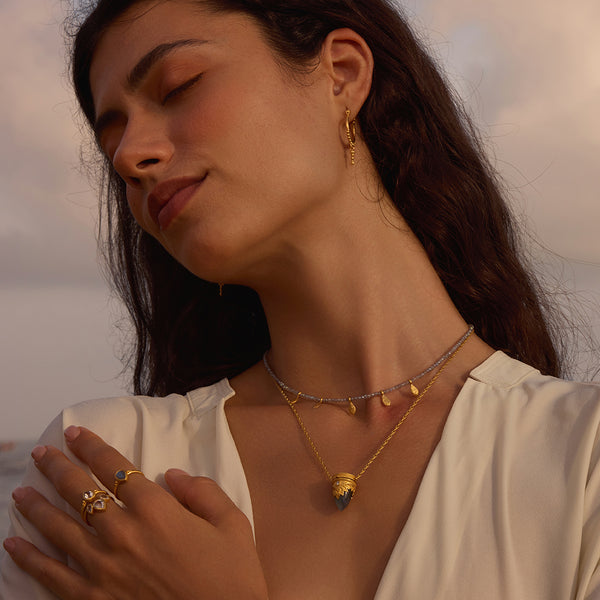 Satya Jewelry Inspired Beginnings Labradorite Petal Beaded Necklace