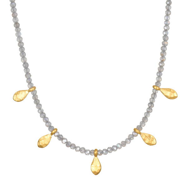 satya jewelry Inspired Beginnings Labradorite Petal Beaded Necklace