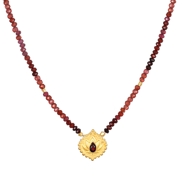satya jewelry Internal Fire Garnet Lotus Beaded Necklace