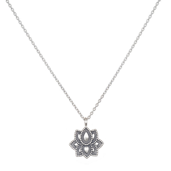 satya jewelry Journey Forward Lotus Silver Necklace
