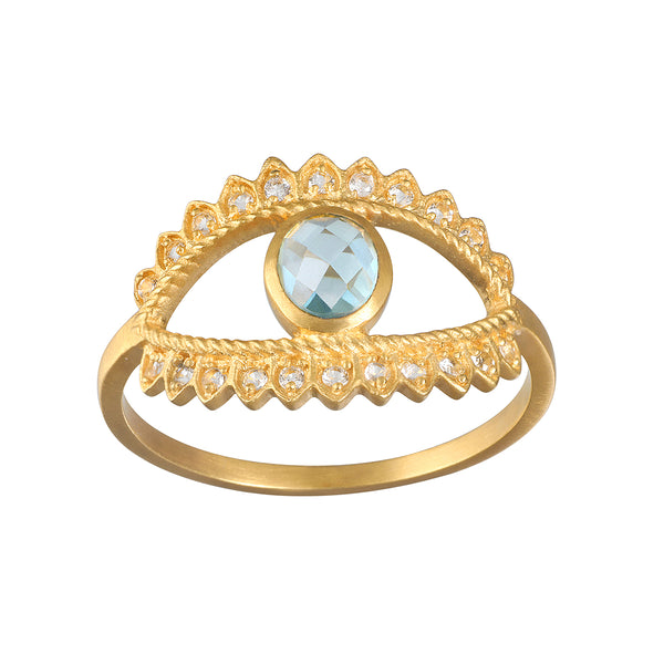 satya jewelry Keeper of Positivity Eye Blue Topaz Ring