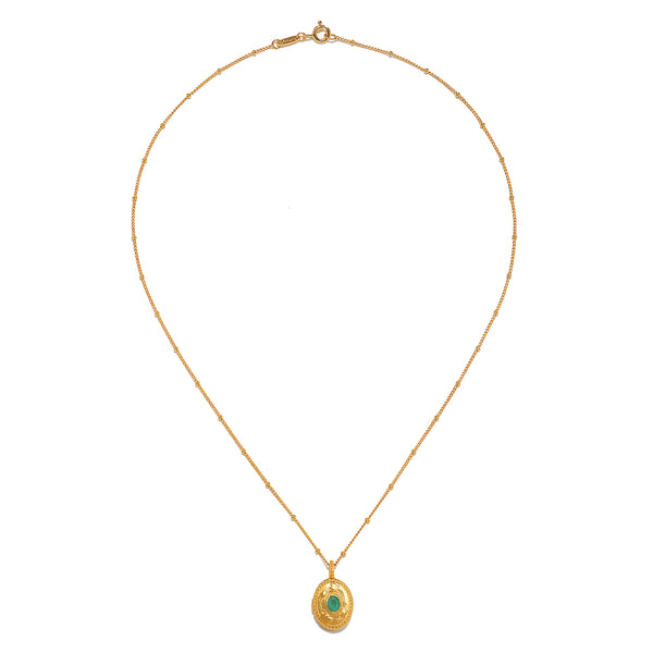 Satya Jewelry Lotus Emerald Birthstone Locket Necklace - May