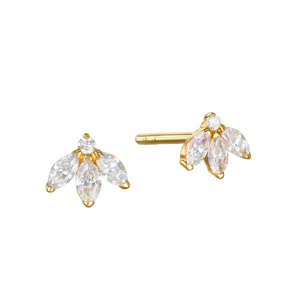 satya jewelry Lotus Flower Diamond 14kt Gold Stud Earrings