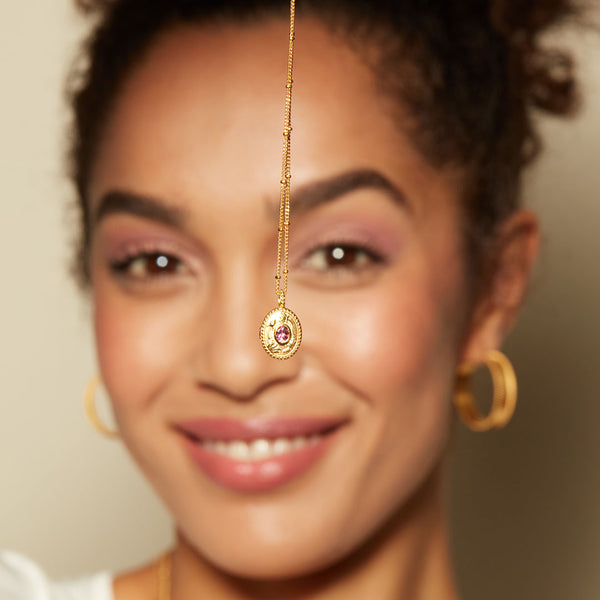 Satya Jewelry Lotus Pink Tourmaline Birthstone Locket Necklace - October