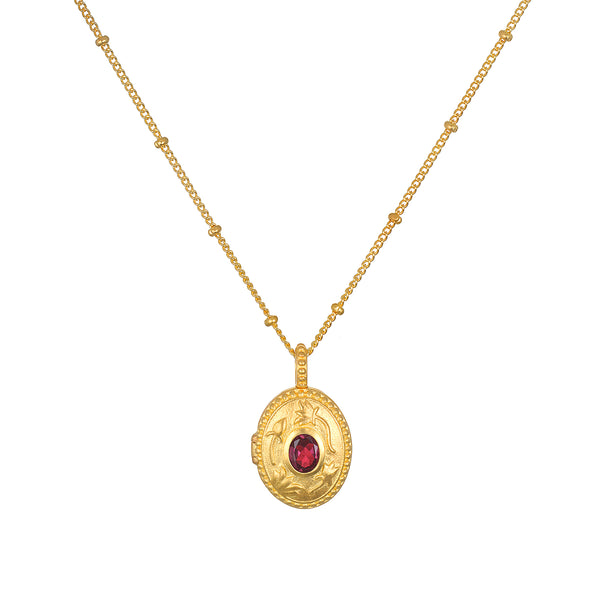satya jewelry Lotus Pink Tourmaline Birthstone Locket Necklace - October
